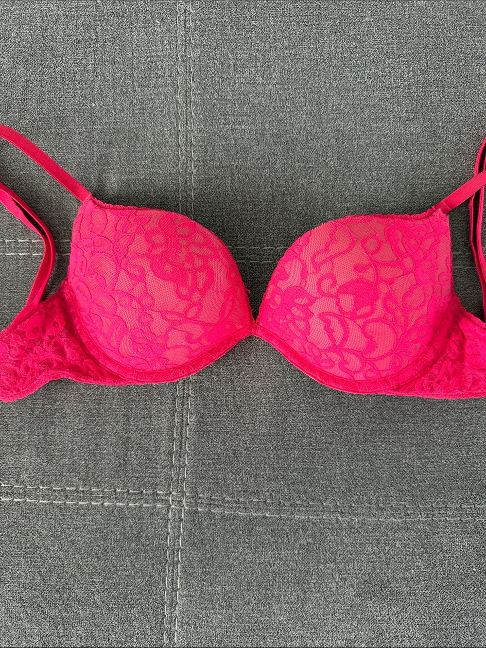 PINK Victoria's Secret Bright Pink Lace Underwire Bra
